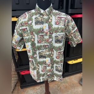 PreOwned Reyn Spooner Mele Kalikimaka Christmas Hawaiian Shirt Men's Medium